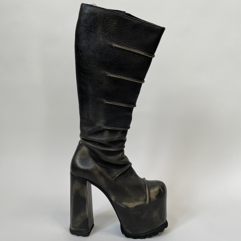 LUCHINY - REAL LEATHER - LUG PLATFORM KNEE HIGH WARRIOR BOOTS - 9 - SUPER RARE! - Picture 4 of 16
